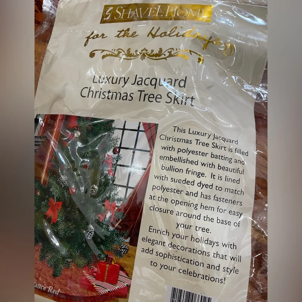 🆕ShavelHome luxury jacquard Christmas tree‎ skirt 60” round NOS renaissance red